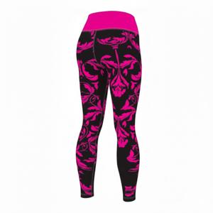 Leggings Estampados de Cintura Alta para Mujer, Pantalones de Yoga Florales Negros y Rosa Intenso, Ropa Deportiva Elástica - Product Image 3