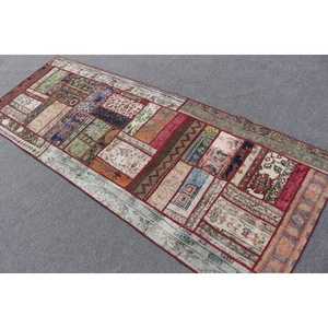 Turkish Rug, 3.1x8.3 ft <b>Runner</b> Rug, <b>Red</b> Blue Wool Rug - Product Image 4