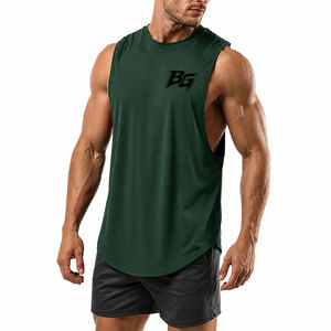 Running Casual Summer Outdoor Streetwear Premium Quality 100% Cotton Eco-Friendly Solid Color Stretch Cut Tank <b>Top</b> for Gym - Product Image 1