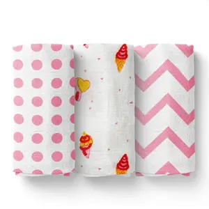 Zig Zag in bé Muslin Swaddle chăn khác nhau in mới sinh ra bé Swaddle chăn