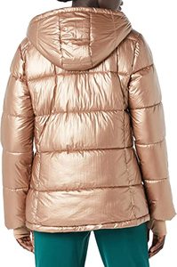Chaqueta de plumón de alta calidad para mujer, Parka de invierno personalizada con cuello levantado y cremallera, Top acolchado de burbujas con brillo calentado - Product Image 6