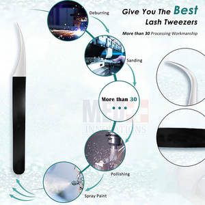 Juego de pinzas para pestañas de acero inoxidable alemán, puntas rectas curvas y puntiagudas para pestañas - Product Image 5