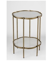 Petit canapé latéral décoratif rond doré Table basse décor à la maison avec dessus en verre salon