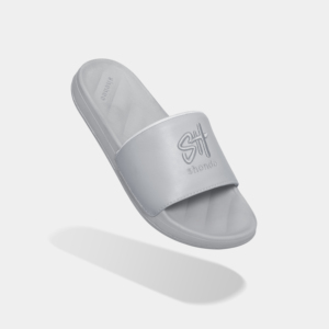 Shondo ทุกฤดูกาลสไลด์สีเทาสายอินเทรนด์ SH ปักยางหนังเทียมประมาณรองเท้าแตะ250กรัมต่อคู่ - Product Image 3