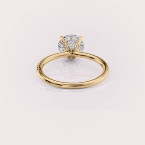 Anillo de Compromiso con Diamante Cultivado en Laboratorio, Corte Redondo, Certificado por IGI, Oro Rosa/Blanco y Amarillo de 9K, Anillo de Novia con Diamantes Pavé para Mujer - Product Image 3