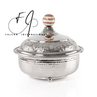 Servidor de comida de madera de acero inoxidable con capacidad moderna de 7L, mango de patrón Floral de latón, cazuela, platos seguros para frotar, platos para servir