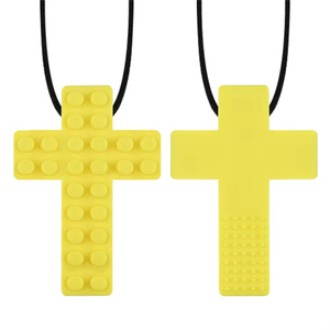 Mềm thực phẩm lớp an toàn Silicone cảm giác Chew mọc răng Đồ chơi hình chữ thập xây dựng khối Mặt dây chuyền bé Teether Vòng cổ - Product Image 4