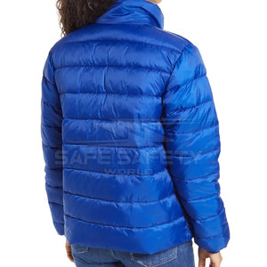 Chaqueta acolchada con cuello levantado para mujer de alta calidad con logotipo personalizado terminado al por mayor Material de lona de poliéster transpirable impermeable - Product Image 3