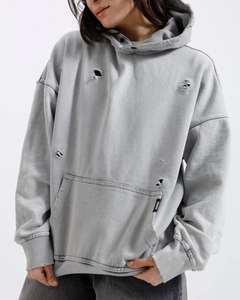 <b>Top</b> Trending Custom Streetwear Oversized Heavyweight Cotton <b>Distressed</b> Wash Pullover Anti-pillingbreathablehodies for woman - Product Image 1