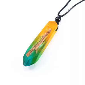 Nouveau bois massif résine pendentif bijoux solidifié temps Original Couple mode collier pour mariage et anniversaire - Product Image 6