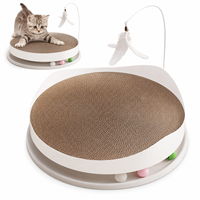 Planche à gratter multifonction pour chats avec coussin remplaçable, boule sonore et baguette à plumes pour les détaillants