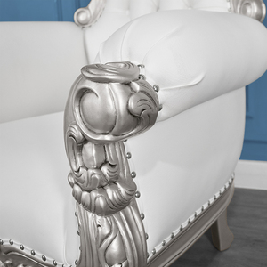 Chaise longue moderne King Lazarus en bois d'acajou, finition argentée de haute qualité, magnifiquement sculptée pour une utilisation dans le salon - Product Image 5