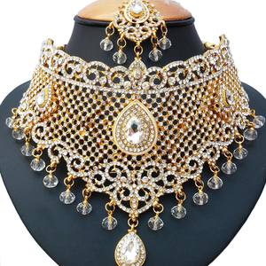 Ensemble de collier de mariée pour femmes, zircon vintage, cadeau de mariage, ensemble de bijoux de fiançailles, colliers, accessoires de mariée, vente en gros - Product Image 3