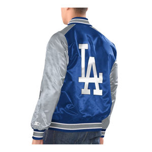 Chaqueta Bomber de satén de alta calidad, chaqueta universitaria deportiva para hombre, chaqueta con letras bordadas con botones frontales de tela satinada - Product Image 5