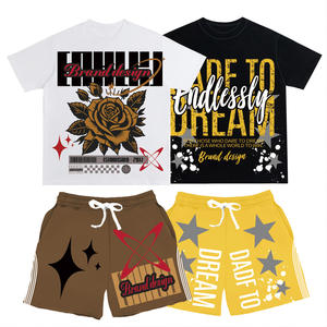 Conjuntos cortos de camiseta y pantalones cortos, chándal personalizado, ropa de calle, gimnasio, Fitness, conjuntos de hombres, conjuntos cortos desteñidos al sol, lavado ácido, verano para hombres - Product Image 1