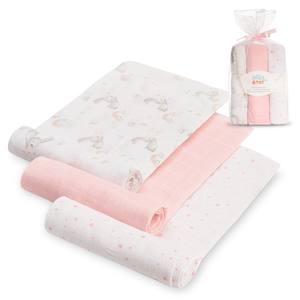 SWADDLES 80X80-PACK3-Rosa Modelo CONEJITOS ESTRELLAS Técnica de Tejido con Patrón de Personajes - Product Image 1