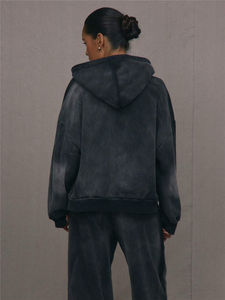 Sudadera con capucha de lavado ácido de alta calidad, chándal con estampado de pantalla, sudaderas con capucha Vintage y conjunto para hombres - Product Image 5