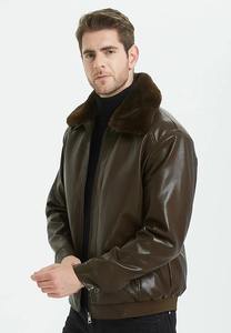 Men's Jackets Oversized Men's PU <b>Leather</b> Winter Jacket <b>with</b> Thick Fluffy Warm Faux <b>Fur</b> Collar Stand Collar Black <b>Leather</b> <b>Coat</b> - Product Image 6