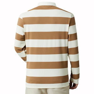 เสื้อโปโลรักบี้ผู้ชาย ราคาสุดคุ้ม ทันสมัย แห้งเร็ว ผ้าฝ้าย 100% บริการ OEM ลายทางแนวนอน - Product Image 5