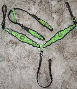 Luxe Personnalisé Premium Western Cheval Headstall Poitrine Collier Haute Qualité Équestre Équitation En Cuir Strass À La Main Personnalisé - Product Image 3