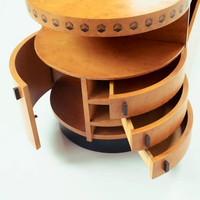 Meuble bar moderne italien des années 1960 en teck massif, table de bar artisanale durable, pliable, avec tiroirs réglables et quincaillerie en fer.