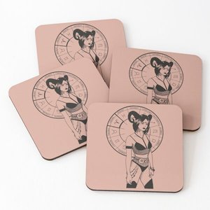 Mango <b>Wood</b>/Acacia <b>Wood</b> Over Printed Tea Serving Coasters 4 Pieces Set tea Coasters Kitchen Decoration Stone Costars - Product Image 4