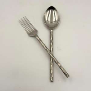 Juego de 2 Servidores de Ensalada de Acero Inoxidable con Mango Repujado para Mesa de Comedor, Vajilla, Servidores de Ensalada - Product Image 3