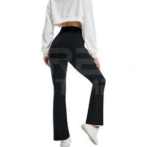 Bootcut High Waisted Gym Workout Pantalones acampanados Premium Women's High Gym Leggings Push-Up Sport Yoga Pantalones con cierre Precio bajo - Product Image 3