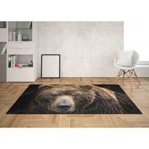Alfombra con Estampado de Animales Salvajes - Diseño de Oso Pardo para Decoración de Oficina, con Pelo Suave - Product Image 4