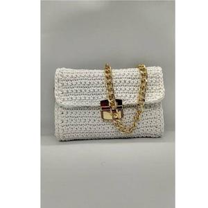 Pochette en macramé couleur moutarde tricoté à la main Boho Purse Lady Sac à main à la mode avec fronde et franges détachables - Product Image 3