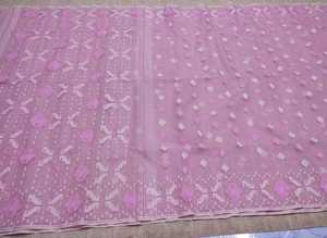 Exclusivo Deshi Dhakai Pink Jamdani Sharee Calidad de exportación para mujeres JAMDANI FABRIC Blue GREEN Golden Sky Blue de Bangladesh - Product Image 4