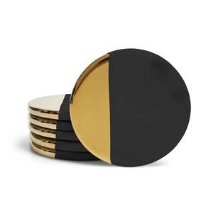 Ensemble de sous-verres en métal noir et or à deux tons, design luxueux à fort contraste pour la salle à manger, vente en gros - Product Image 1
