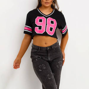 เสื้อเจอร์ซีย์ฟุตบอลอเมริกันคอวีเสื้อเจอร์ซี่สำหรับผู้หญิงเปิดไหล่ฤดูร้อน - Product Image 4