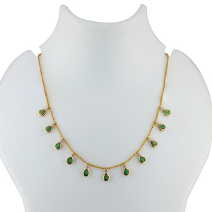 Pierre précieuse émeraude 14k or jaune lunette ensemble diamant naturel boule chaîne goutte collier ras du cou bijoux fins collier pour femmes - Product Image 6