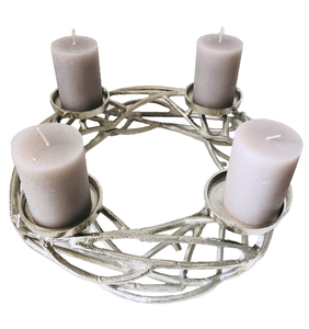 Candelabro de Metal con 4 brazos, candelabro de plata con forma de nido, candelabro de boda hecho a mano, novedad - Product Image 3