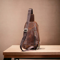 Sacs à bandoulière vintage décontractés en cuir véritable pour hommes, sacs de poitrine à la mode, pochette bandoulière portable