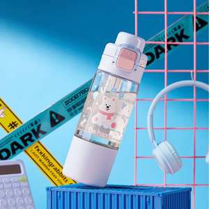 Wholesale Custom Logo Kids <b>Water</b> <b>Bottle</b> with Double Straws - Portable Plastic Tumbler Cup for Children, Outdoor Camping & Travel - Product Image 5