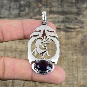 Boho Style 925 argent Sterling améthyste pierres précieuses pendentif bijoux à la main en argent pendentif bijoux pour femmes cadeau de mariage pour elle - Product Image 4