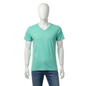 T-shirts en polyester à col en V écologiques, impression par transfert thermique, doux, légers, décontractés, vente en gros, vêtements personnalisés, QualityWearX - Product Image 1