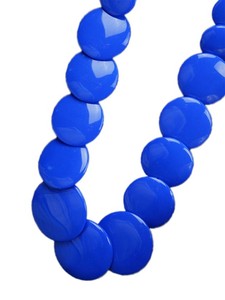 Collar de resina azul en negrita, cuentas redondas planas, joyería, Collar llamativo, Gargantilla gruesa hecha a mano, Collar para mujeres y niñas - Product Image 3