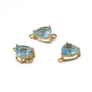 Pour suisse bleu topaze connecteur broche réglage Double caution trouver des composants en laiton plaqué or approvisionnement en gros bijoux pierres précieuses - Product Image 2