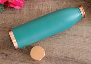 Best Selling Plain Green & Grey <b>Copper</b> <b>Bottle</b> For Drinking And Storing Water Pure <b>Copper</b> Water <b>Bottle</b> At Low Price - Product Image 2