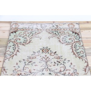 Tapis turc vintage, tapis de 2,9 x 8,9 pieds, tapis floral vert et marron - Product Image 4