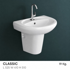 Lavabo de pared de piedra de superficie sólida clásico, de forma irregular, con un solo orificio, diseño contemporáneo para baño. - Product Image 3