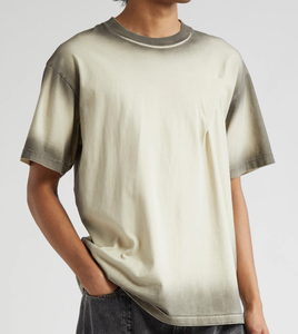 Bajo MOQ precio barato 100% algodón spray-dye patrón cuello redondo manga corta Camisetas personalizadas para hombres de gran tamaño - Product Image 3