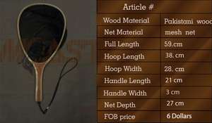 Filet à main en bois de haute qualité pour la pêche à la mouche et la libération de la truite avec un long crochet de suspension élastique profond - Product Image 2