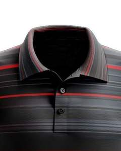 Camiseta Polo Personalizada para Hombre, Diseño a Rayas Negras y Rojas, Manga Corta, Degradado, Poliéster y Algodón Piqué, Informal, para Golf y Deportes - Product Image 4