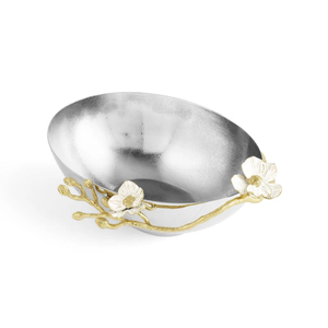 Bol de service ovale bas orchidée moyen Bol en métal inspiré des fleurs pour une salle à manger élégante et une présentation de table - Product Image 4