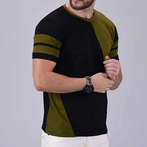 T-shirt classique pour homme en gros, impression personnalisée de logo, col rond, 100% coton, tee-shirt uni noir, échantillon d'impression, t-shirt vierge personnalisé - Product Image 5