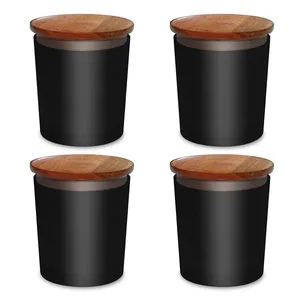 เชิงเทียนแก้วสีดำฝ้าฐานไม้ไผ่โปร่งใสรักแก้วดอกไม้นิรันดร์ศิลปะพื้นบ้านที่กำหนดเองที่ชัดเจน - Product Image 2